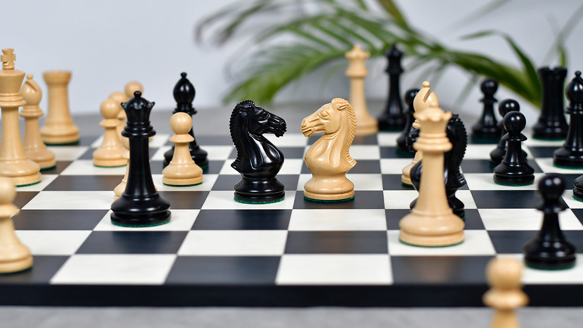 GM Blitz Edition Staunton Series Chess Pieces in Ebony Wood & Natural Boxwood - 3.75" King