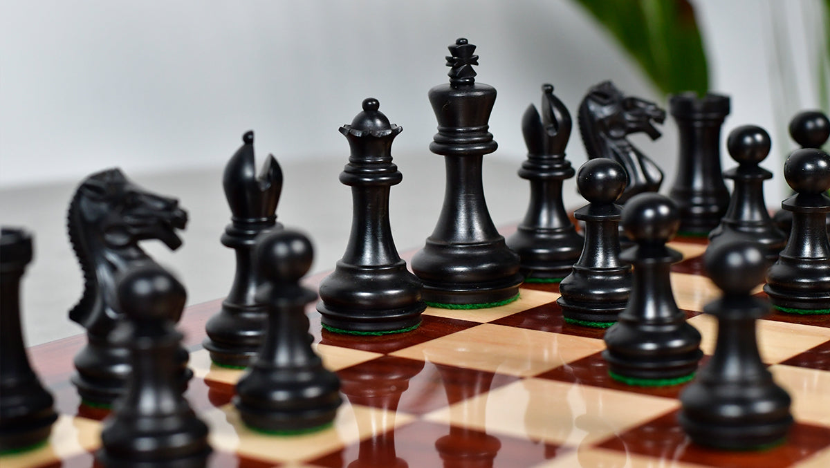 Laughing Knight Staunton Series Chess Pieces in Ebonized & Boxwood - 3.0" King
