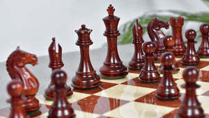Fierce Knight (The Queen's Gambit) Staunton Series Chess Pieces in Bud Rosewood & Box Wood - 4.0" King