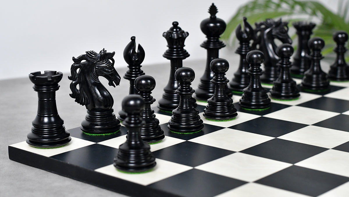 American Adios Series Luxury Chess Pieces in Ebony / Boxwood - 4.4" King