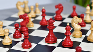 Special Edition Reproduced Vintage 1950's Circa Bohemia Staunton Series German Chess Pieces in Stained Crimson Boxwood - 3.89" King