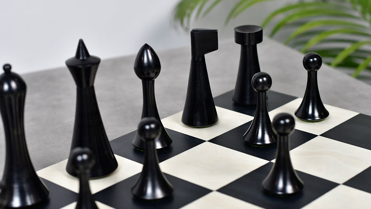 3.75'' Herman Ohme Minimalist Chess Set – Weighted Ebonized Boxwood – Pieces Only