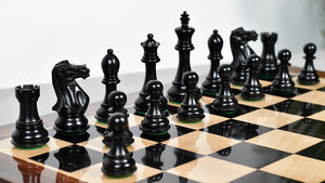 Desert Gold Staunton Series Wooden Chess Pieces in Ebonized Boxwood & Natural Boxwood - 4.0" King