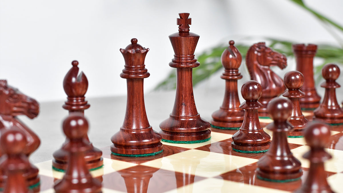 The GM Blitz Edition Staunton Series Chess Pieces in Bud Rosewood & Box Wood - 3.75" King