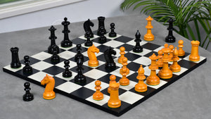 19th Century Antique Austrian Series Chess Pieces in Ebonized Boxwood & Antiqued Boxwood - 4.27" King - Colllector Chess