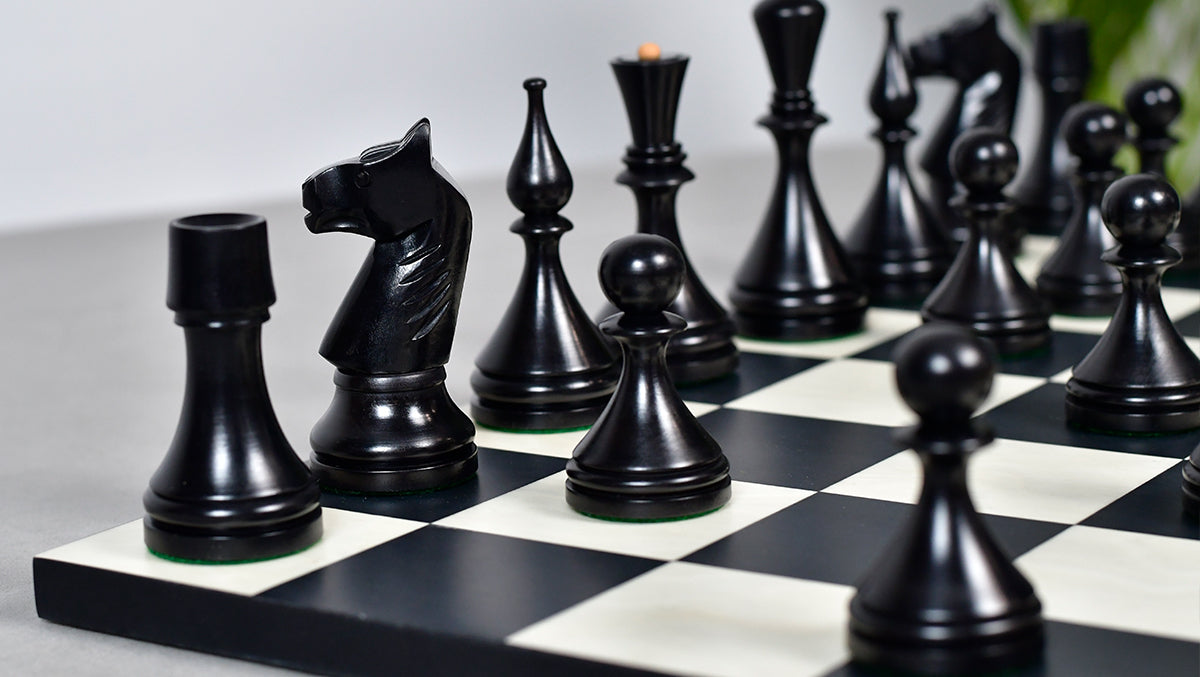 1961 Soviet Championship Baku Chess Pieces in Ebonized / Box wood - 4.05 King