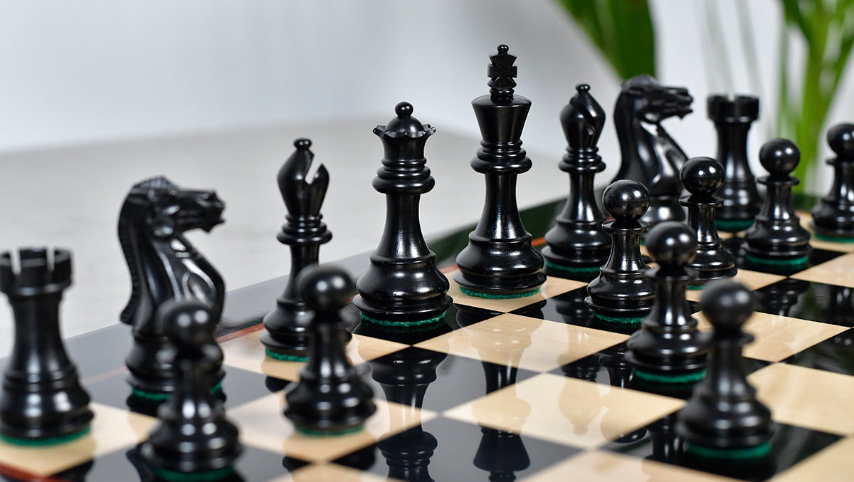Classic 101 Staunton Series Club Sized Wooden Chess Pieces In Ebony Wood & Box Wood - 3.0" King