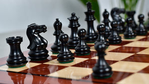 Collector Series Handcarved Staunton Chess Pieces in Ebonized Boxwood & Natural Boxwood - 2.6" King