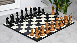 1950s' Fischer Dubrovnik Weighted Chess Pieces Set in Genuine Ebony Wood / Distressed Antique Wood - 4.25" King Size