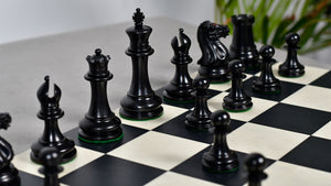 1849 Original Staunton Pattern Wooden Heavy Chess Pieces in Ebony / Boxwood with King Side Stamping - 3.75" King