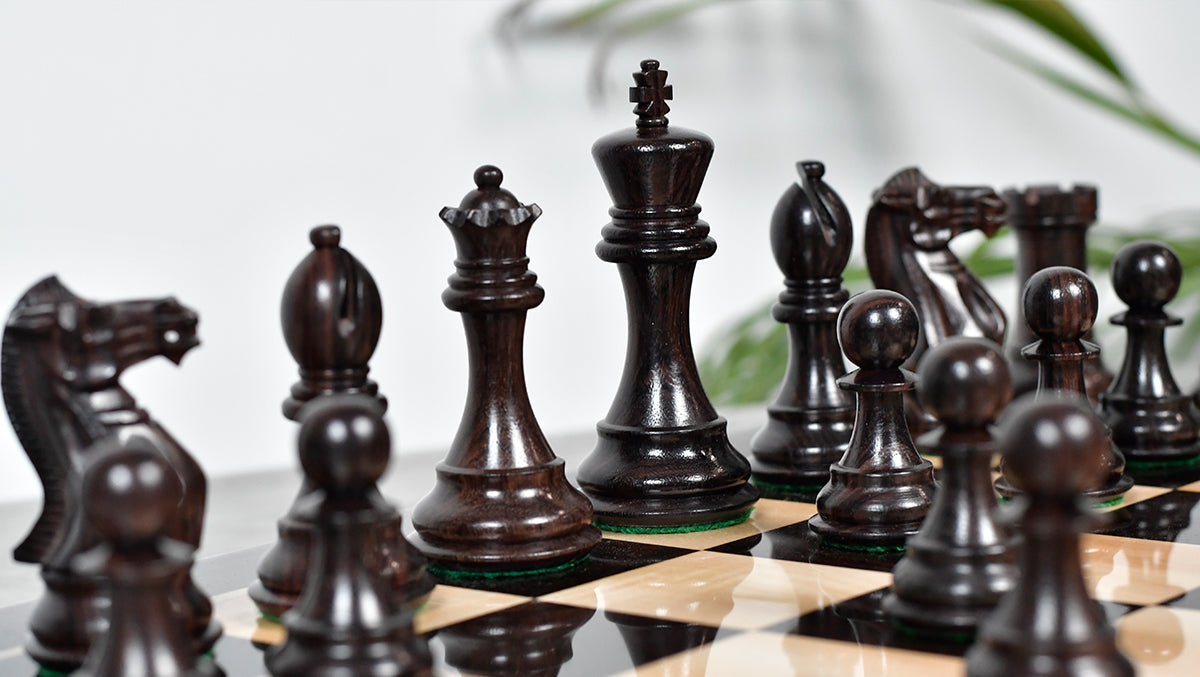 The Honour of Staunton (HOS) Series Weighted Chess Pieces in Rosewood & Natural Boxwood - 4.0" King