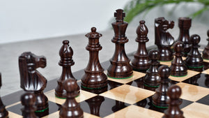 French Lardy Exclusive Tournament Size Weighted Wooden Chess Pieces in Indian Rosewood / Box wood - 3.75"