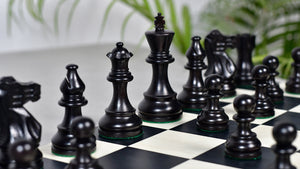 Smokey Staunton Series Chess Pieces in Ebonized boxwood & Natural Boxwood- 3.8" King