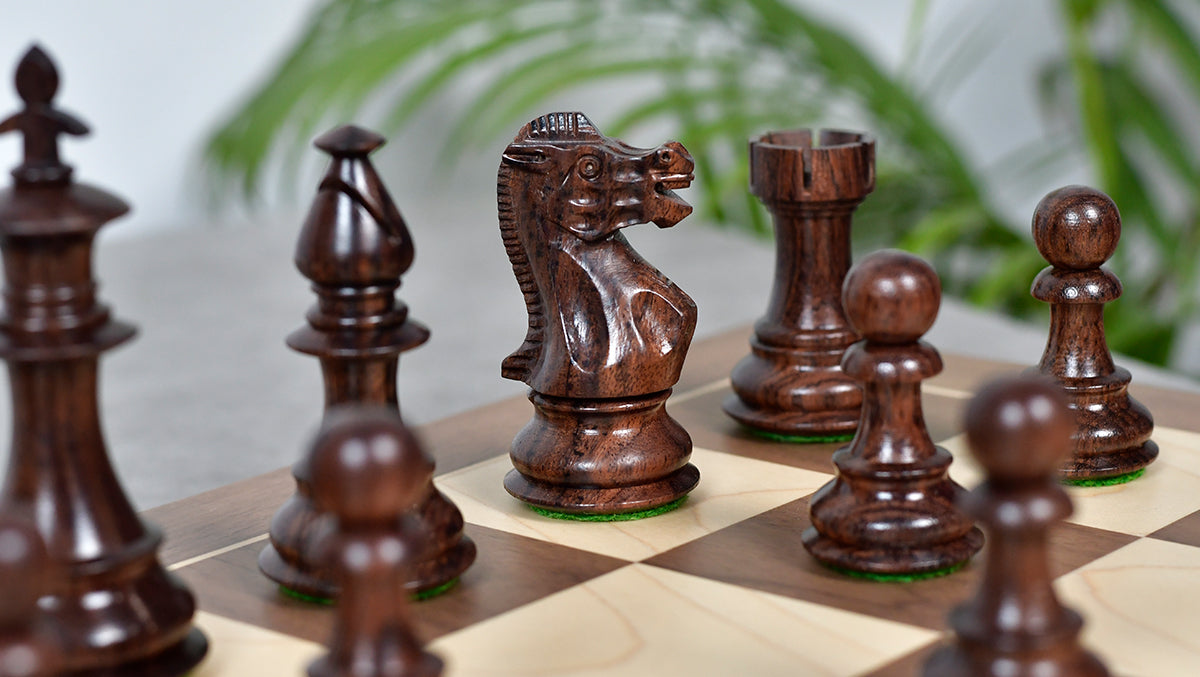 3.7'' British Staunton Series Wooden Chess Pieces in Anjan Wood & Box Wood - 1200 Grams