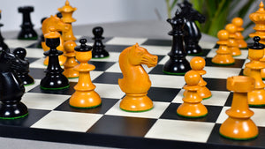 Reproduced Vintage Series Original Austrian Coffee House Old Vienna Chess Pieces in Ebonized and Antique Boxwood V2.0- 3.75" King