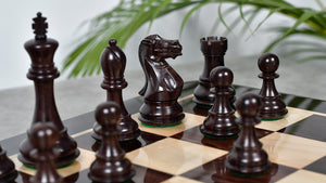 4.0" Desert Gold Staunton Series Wooden Chess Pieces in Rosewood & Box Wood - 1300 Grams