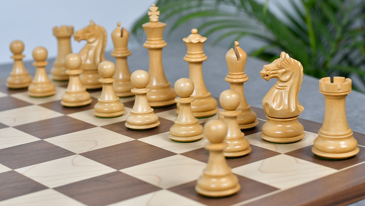 The Supreme Series (The Queens's Gambit) Staunton Weighted Chess Pieces in Acacia Wood & Indian Boxwood 4 inch King - 1400 GMS