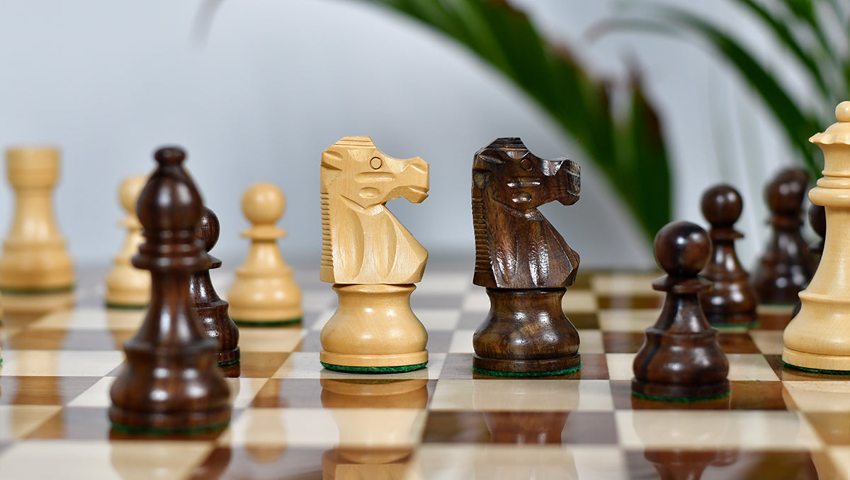 French Lardy Exclusive Weighted Chess Pieces in Sheesham Wood / Box wood - 3.75" Extra Queens
