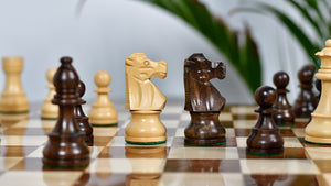 French Lardy Exclusive Weighted Chess Pieces in Sheesham Wood / Box wood - 3.75" Extra Queens