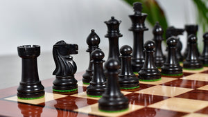 Canadian Staunton Series Chess Pieces in Ebonized Boxwood /Natural Boxwood - 3.3" King