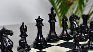Fierce Knight (Queen's Gambit Series) Staunton Wooden Chess Pieces in Ebonized Boxwood & Box Wood - 4.0" King