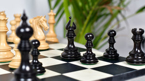 Admiral Series II Staunton Luxury Chess Pieces in Ebony Wood & Boxwood - 4.5" King