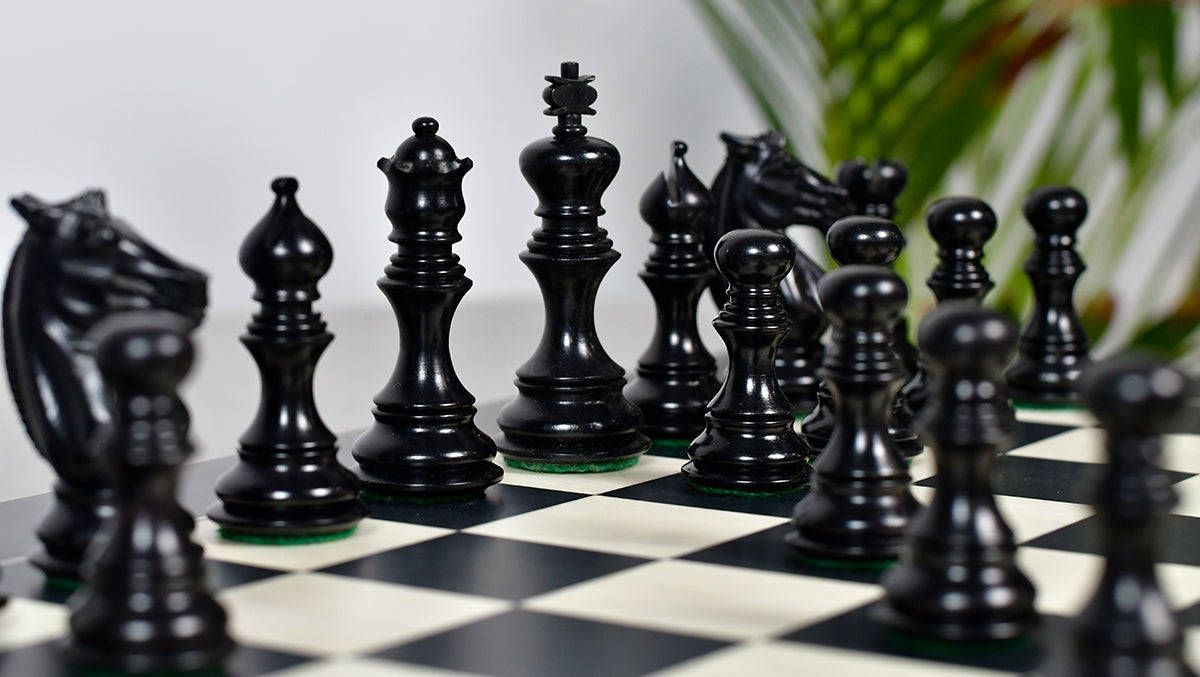 Meghdoot Staunton Series Wooden Chess Pieces in Ebony & Box Wood - 3.2" King