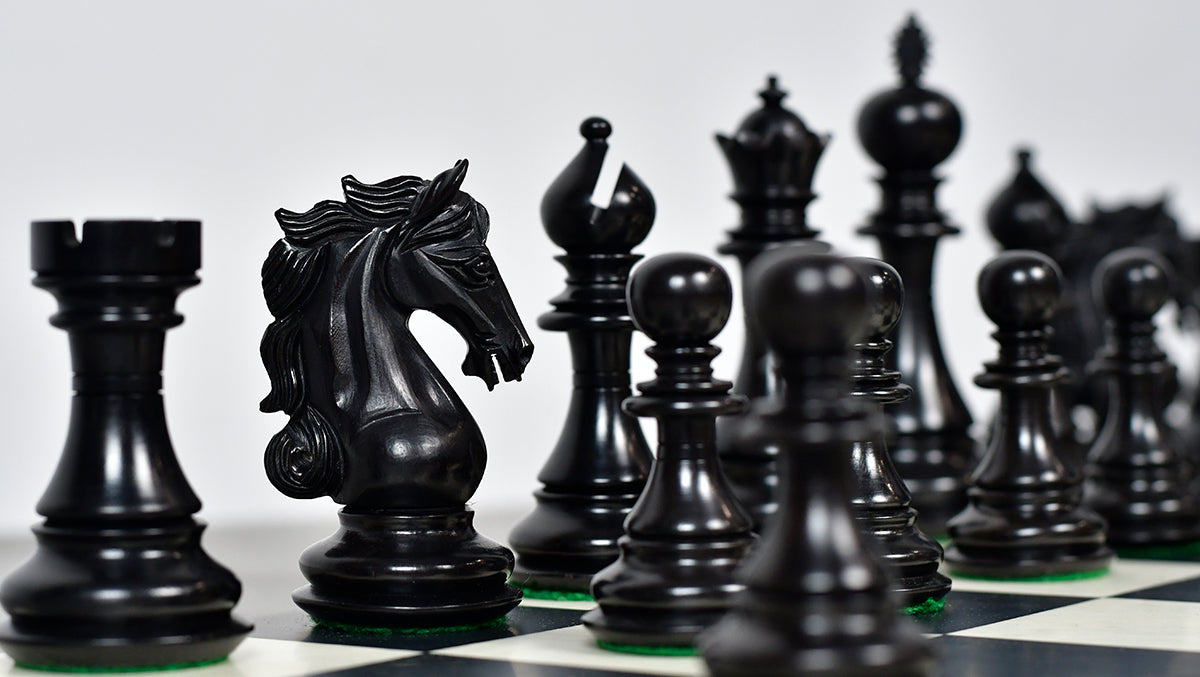 The Shera Series Staunton Triple Weighted Chess Pieces V2.0 in Ebony / Box Wood - 4.5" King