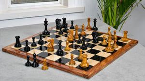 The 1849 Cooke Type 2 Jaques Staunton Weighted 3.5 inch King Chess Pieces in Ebony wood and Vintage Antique Boxwood - 1100 Grams Weight