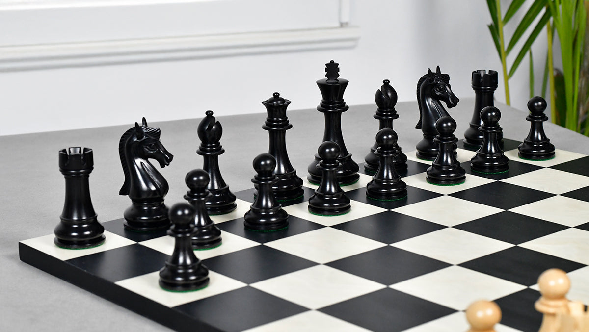 The Candidates Series Staunton Chess Pieces in Ebony / Box Wood - 3.75" King