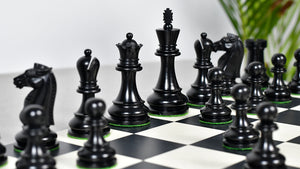 British Chess Company (BCC) Popular Staunton Double Collared Chess Pieces in Ebony & Boxwood - 4.2" King