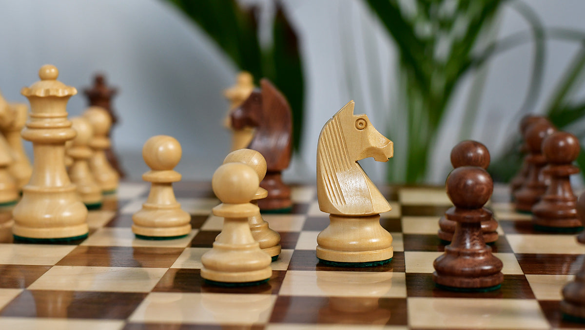 German Knight Tournament Series Staunton Chess Pieces in Sheesham & Box Wood - 3" King - Best Seller