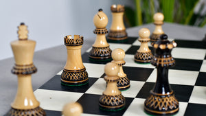 The Parker Staunton Series Lacquered Chess Pieces in Burnt Boxwood & Natural Boxwood - 3.9" King