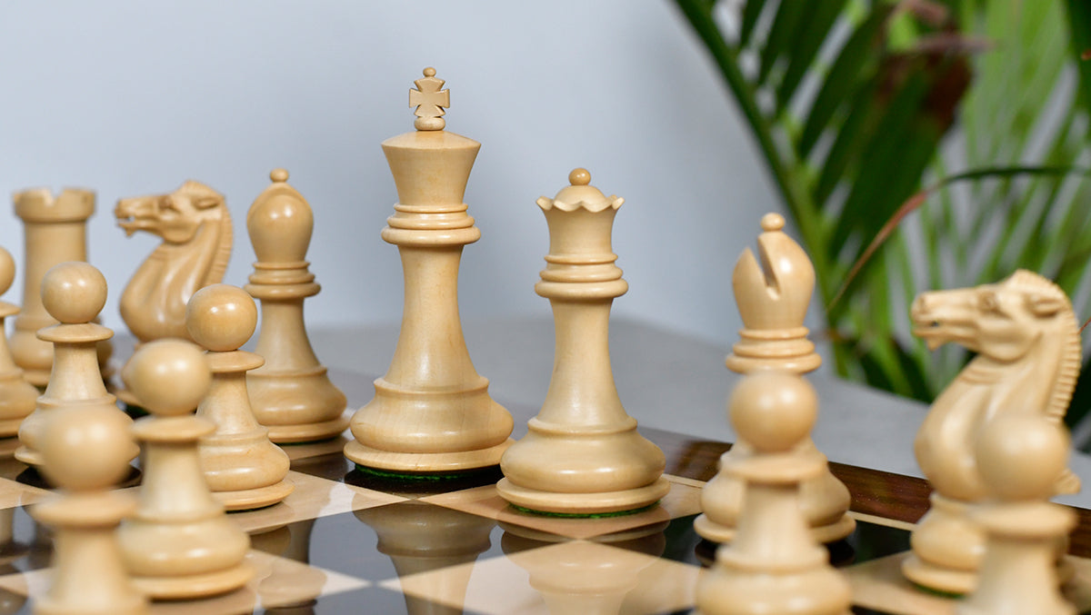 Modern Staunton Series Chess Pieces for Chess Players - Ebony & Box Wood - 3.75" King