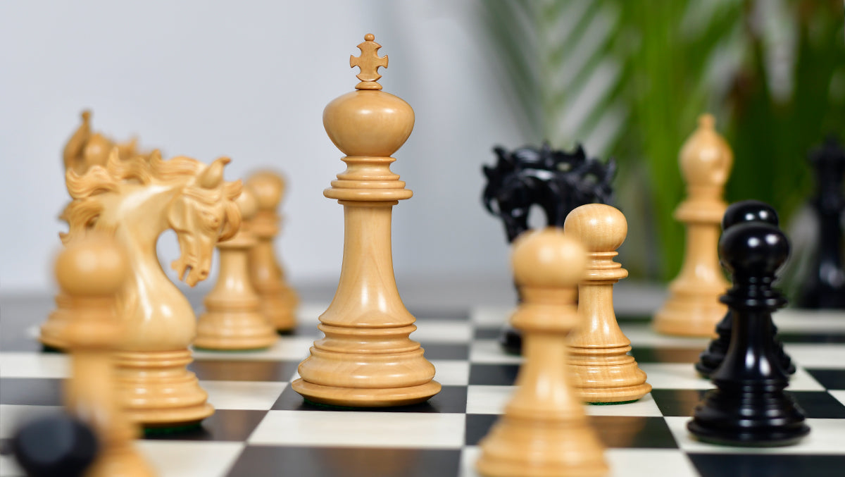 Viking Series Triple Weighted Staunton Luxury Chess Pieces – Handcrafted Ebony & Boxwood, 4.4” King