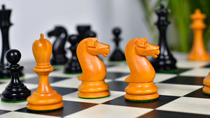 Reproduced B & Co 1860s Antique Chess Pieces in Ebony / Antiqued Box wood - 3.9" King