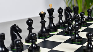 Russian (Soviet Era) Series Chess Pieces in Ebonized Boxwood & Natural Boxwood - 3.75" King