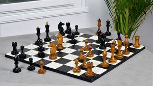 The Repro of Averbakh 1949 Moscow Chess Championship Chess Pieces in Ebonized & Antiqued Boxwood 4.20 inch King - 1130 Grams Weight
