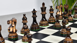 Burnt Blazed Series Handcarved (Lacquerd) Chess Pieces in Burnt Boxwood - 3.8" King