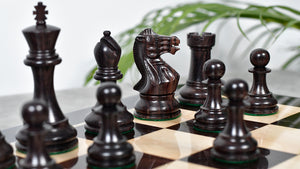 Pro Staunton Series Tournament Weighted Chess Pieces in Indian Rosewood and Boxwood - 3.8" King