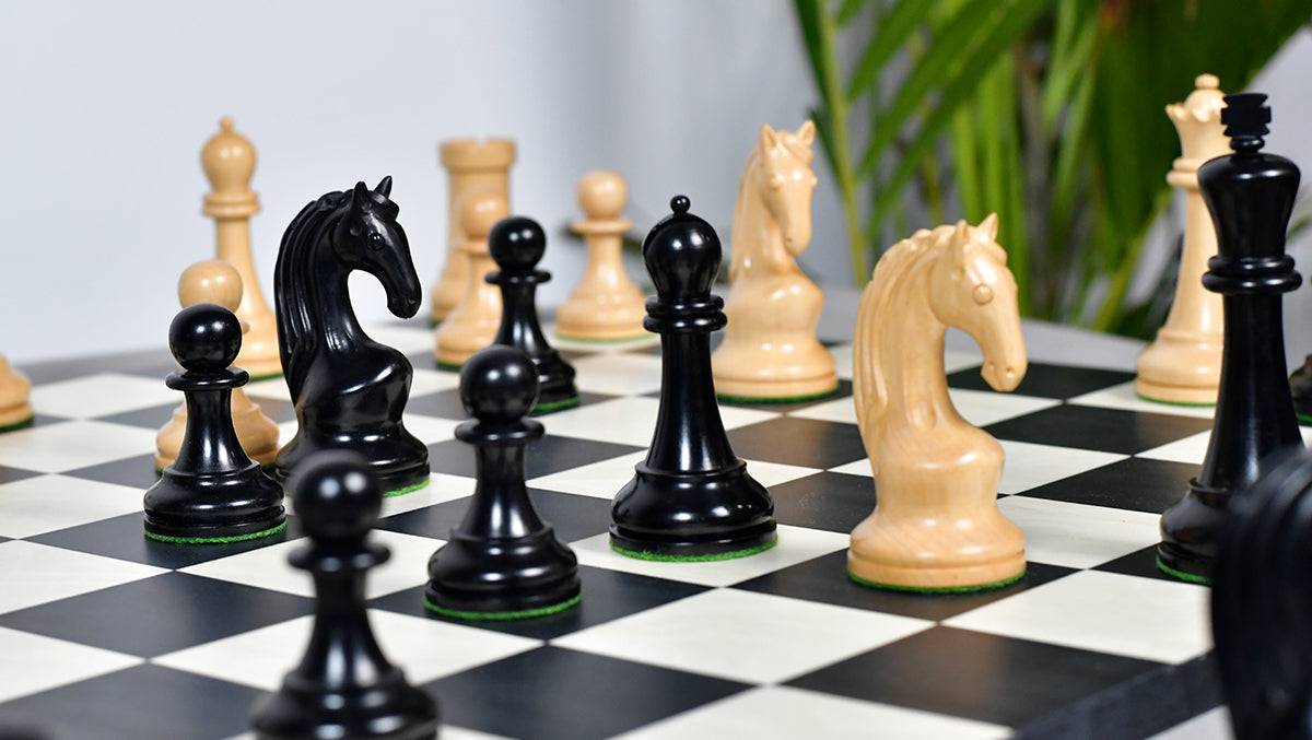Reproduced 1963-1966 Piatigorsky Cup Chess Pieces in Ebony / Boxwood - 4.2" King