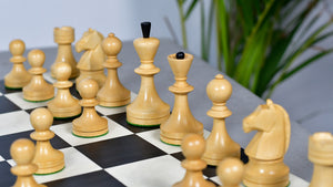 Russian (Soviet Era) Series Chess Pieces in Ebonized Boxwood & Natural Boxwood - 3.75" King