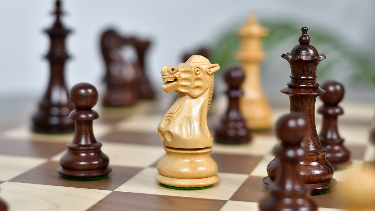 3.7'' British Staunton Series Wooden Chess Pieces in Anjan Wood & Box Wood - 1200 Grams