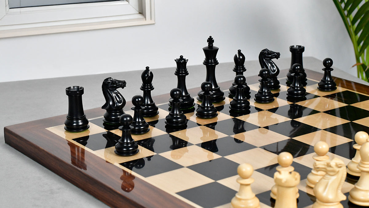 Modern Staunton Series Chess Pieces for Chess Players - Ebony & Box Wood - 3.75" King