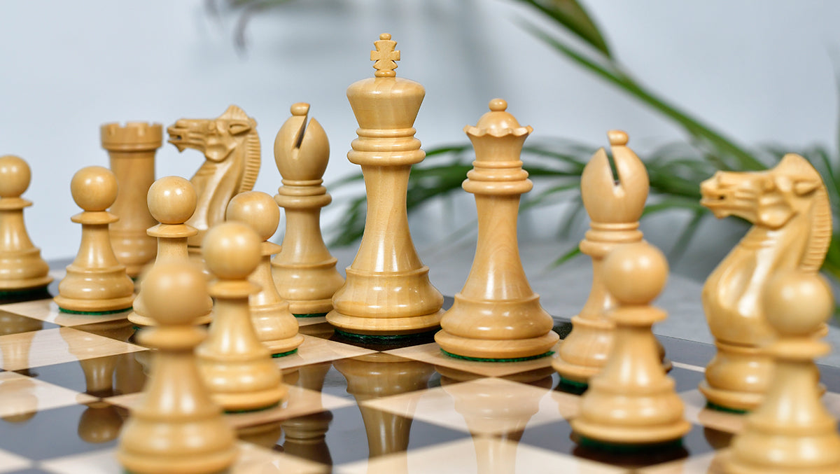 The Honour of Staunton (HOS) Series Weighted Chess Pieces in Rosewood & Natural Boxwood - 4.0" King