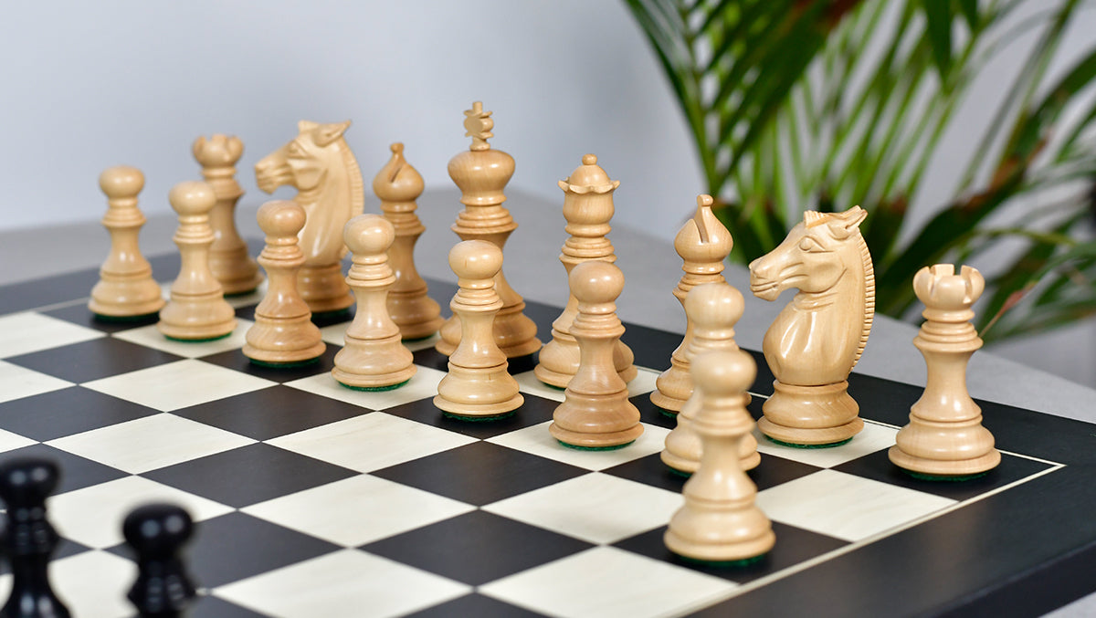 Meghdoot Staunton Series Wooden Chess Pieces in Ebony & Box Wood - 3.2" King