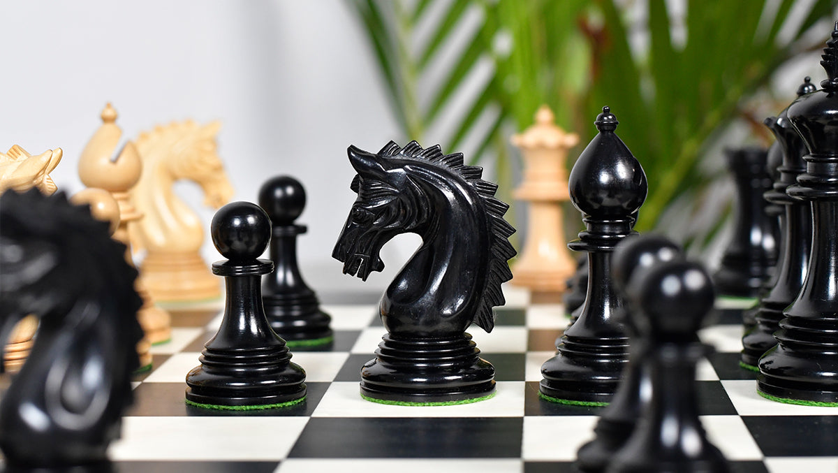 California Chrome Staunton Series Luxury Chess Pieces Version 2.0 in Ebony / Boxwood - 4.25" King