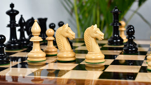 19th Century Antique Austrian Series Hand Crafted Chess Pieces in Ebonized & Boxwood - 4.2" King
