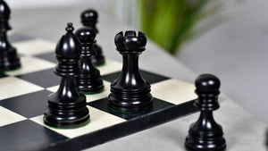 Indian Chetak II Customized Lead Weighted Luxury Chess Pieces in Ebony wood / Boxwood - 4.3" King extra Queens