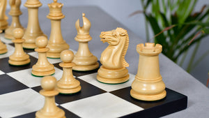 1849 Original Staunton Pattern Wooden Heavy Chess Pieces in Ebony / Boxwood with King Side Stamping - 3.75" King